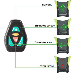 Výstražná LED vesta se směrovkami a bluetooth ovladačem